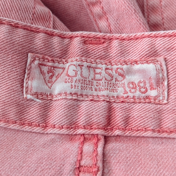 NWT GUESS Womens (Size 26) Peach Jean Shorts With Off-White Lace/Crochet Trim - Picture 7 of 16